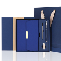 Set hadiah Jurnal Logo kustom perlengkapan kantor hadiah alat tulis promosi bisnis Set dengan USB Drive pena kulit Notebook A5