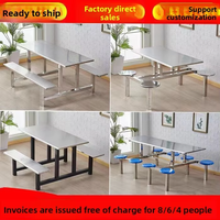 Table de salle à manger commerciale personnalisable en acier inoxydable pour cantine scolaire, restaurant, entreprise - Capacité 4/8 personnes 1200x600x750mm