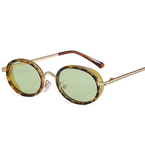 Custom Logo 2026 Fashion Men Women Leopard Candy Color Punk Sun Glasses UV400 Metal <b>Small</b> <b>Frame</b> Oval <b>Sunglasses</b> - Product Image 1