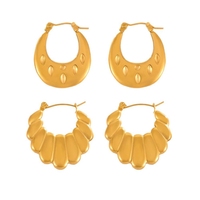 Anting Vintage Fashion Sederhana Desain Geometris Ringan Bahan Stainless Steel Lapis Emas Bentuk U