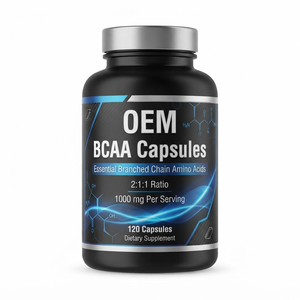 Cápsulas de Aminoácidos de Cadena Ramificada BCAA OEM ODM, 1000 mg, 120 Unidades, Etiqueta Privada al por Mayor - Product Image 1