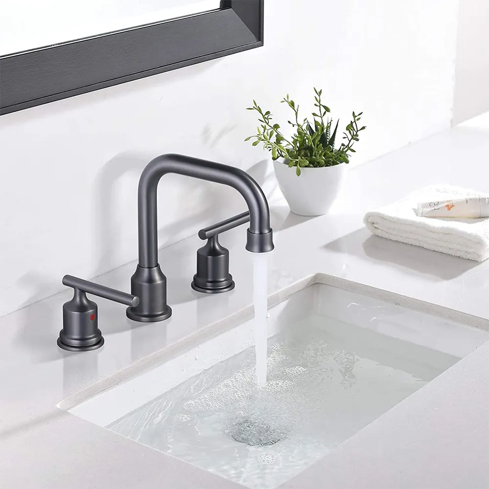 Wijdverspreide Badkamer Ijdelheid Wastafel Kranen Zwanenhals Badkamer Wastafel 8 Inch Kraan Met Pop-Up Afvoer Deck Mount Mixer tap