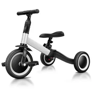 Balance bike + push bike 2 in 1, 2021 New style tricycle baby car kids little tricycle push tricycle 3 wheels white