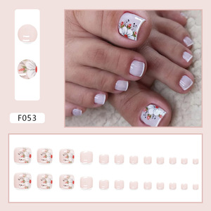 F055 vente en gros 24 pièce/boîte <span class=keywords><strong>faux</strong></span> bout court de concepteur presse sur les <span class=keywords><strong>ongles</strong></span> d'orteil presse sur personnalisé presse sur les <span class=keywords><strong>ongles</strong></span> d'orteil - Product Image 2