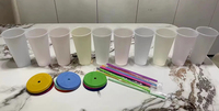 Vente chaude PP Logo personnalisé 24oz en plastique magique couleur changeante gobelet avec paille et couvercle réutilisable sensible à la température tasse froide