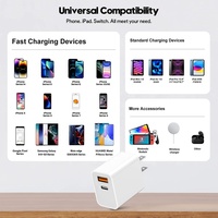 Chargeur Mural Compact 20W PD Double USB C/A Charge Rapide pour iPhone Samsung et Appareils Android avec Protection OTP et OVP
