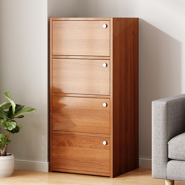 Bedroom & Living Room Narrow Freestanding Minimalist Panel Wooden 5-Drawer Chest Drawers Storage Cabinet Disassembled Design