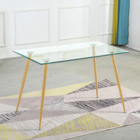 Ensemble de Meubles de Salle à Manger Moderne Luxe Nordique pour Maison et Restaurant, Table Rectangulaire à Plateau en Verre et Pieds en Métal pour 4 Personnes