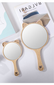 High-definition Contemporary Handheld Wooden <b>Mirror</b> for Women Suitable for Cosmetic Embroidery Dental Use Portable <b>Small</b> <b>Mirror</b> - Product Image 5