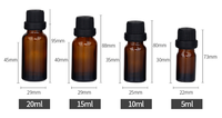 Bouteilles d'huile essentielle en verre brun de 10 ml avec bouchon et couvercle pour l'aromathérapie, les parfums et les huiles cosmétiques