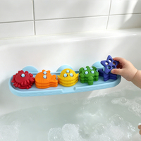 Jouets Montessori pour bébés, empilage et tri, jouet de bain en silicone en forme d'animaux marins arc-en-ciel avec ventouse pour enfants