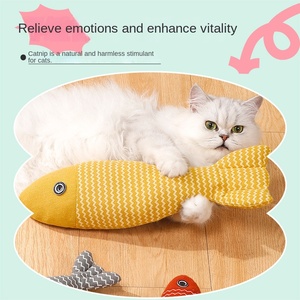 Juguete de hierba gatera de lino completo para gatos, estilo pez de dibujos animados, autoalivio para moler los dientes, suministros físicos ecológicos para gatos - Product Image 4