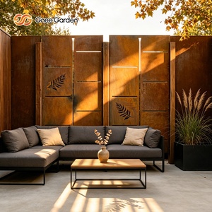 Paravent de jardin moderne en acier Corten, résistant aux intempéries, écologique, rustique, orange, rectangulaire, ornement pour la décoration de jardin - Product Image 4