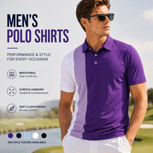 Polo Personalizado con Logotipo Bordado en Bloques de Color para Hombre, Camiseta de Golf Transpirable de Punto, Diseño Sólido, Elástica, Cómoda y de Alto Rendimiento - Product Image 1