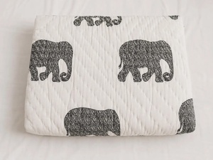 Hand Block Printed Cotton <b>Quilt</b> Reversible Jaipuri Razai Elephant Boho Bedspread Handmade Indian <b>Bedding</b> - Product Image 5