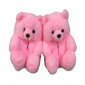 Vente chaude dessin animé ours en peluche taille unique pantoufles sol maison en peluche épais chaud coton chaussures en peluche pantoufles - Product Image 5