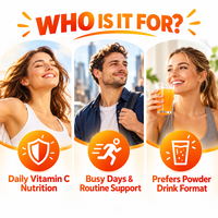 Mélange de Boissons Vitaminées à Marque Blanche OEM avec Vitamine D, Zinc et Complexe B, Saveur Orange, Complément Alimentaire en Sachet en Poudre, Vente en Gros
