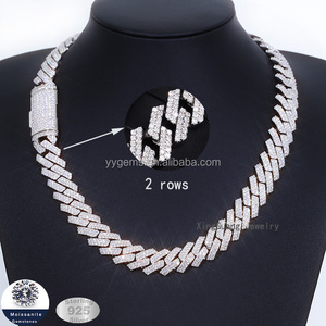 Popular Mossanite Cuban Chain for Men 2rows 8mm-14mm Width Hip Hop Necklace Jewelry 925 Solid Silver Chain Necklace - Product Image 2