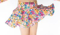 Jupes de tennis décontractées pour filles, imprimées, style swing fluide, mini évasées, plissées, taille haute, à volants superposés avec short intégré pour tout-petits