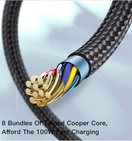 CA88 YESIDO Max 100W kabel data USB, kabel pengisian daya Super cepat 2 in 1 ke USB C untuk laptop tablet ponsel