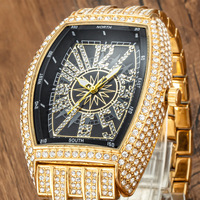 Montre Homme Quartz Acrylique Acier Inoxydable Style FM Commerce Extérieur Ciel Étoilé Tendance Design Analogique-Numérique Audacieux Forme Tonneau