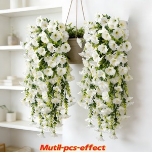 Guirnaldas de Flores Artificiales Blancas Colgantes, de Plástico y Seda, para Decoración de Bodas, Rama Individual - Product Image 1