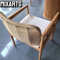 Chaise de table à manger en bois de teck solide de cour moderne mobilier d'extérieur jardin balcon protection solaire corde tissée combinaison