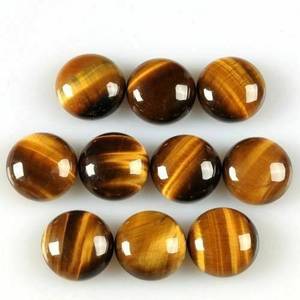 Lote de 5 Cabujones Redondos de Ojo de Tigre Natural de 12 mm, Suministro de Gemas para Joyería, Exportador y Fabricante OEM de la India - Product Image 2