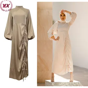 Wholesale Ramadan Tassel Free Size Shinny Polyester Kaftan Islamic Clothing Women Dubai Kaftan Dress Abaya