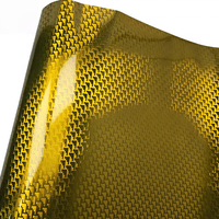 Film adhésif en vinyle pour carrosserie de voiture, motif avion doré brillant, en fibre de carbone PET TPU pour tuning automobile