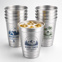 Gobelets en aluminium personnalisés de 18 oz, légers, durables, jetables, pour festivals, cadeaux, avec logo personnalisé, MOQ 1000 pièces