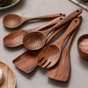Offre Spéciale : Ustensiles de cuisine polyvalents en bois de teck écologique, faciles à nettoyer, de qualité alimentaire, compatibles lave-vaisselle, avec pinces pour la cuisson - Product Image 3