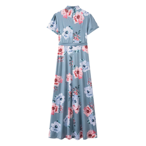 Robe longue d'été imprimé<span class=keywords><strong>e</strong></span> de haute qualité pour femmes, style Abaya, à manches courtes, ajusté<span class=keywords><strong>e</strong></span>, vente en gros - Product Image 6