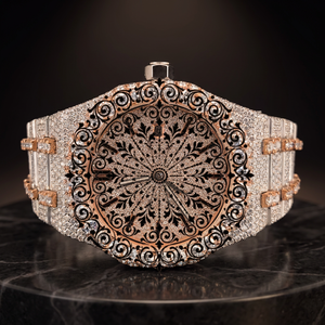 Reloj de Cuarzo Analógico Unisex de Lujo AMBER JEWELS con Incrustaciones de Moissanita, Caja Plateada, Batería de Larga Duración, Correa de Moissanita y Cristal - Product Image 2