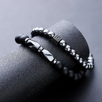 Bracelet Énergétique en Hématite Noire pour Hommes, Style Simple et Haut de Gamme, Accessoires Multifonctionnels, Bracelet Double Couche, Vente en Gros