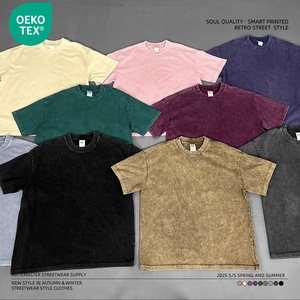 T-shirt a girocollo squadrata da uomo di alta qualità 100% cotone lavato e personalizzato <span class=keywords><strong>Design</strong></span> semplice di base per il commercio all'ingrosso - Product Image 1