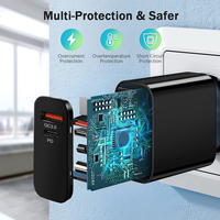 Chargeur mural compact USB C 18W 2 ports pour iPhone 13 Bloc de chargeur de téléphone portable à sortie CC avec alimentation 18W de type C
