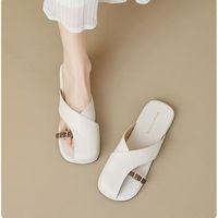 Sandales plates à lanières croisées et anneau d'orteil pour femme, respirantes, tendance, à boucle réglable, bout ouvert, pour l'extérieur et l'été