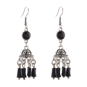 Boucles d'oreilles pendantes noires uniques de style bohème indien, grandes et tendance, faites à la main, pour femmes - Product Image 5