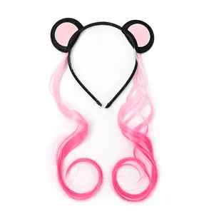 Lindos accesorios para el cabello lazos para el cabello brillante iridiscente hiar aro orejas diadema de colores cabello rizado para niña fiesta vestir diadema