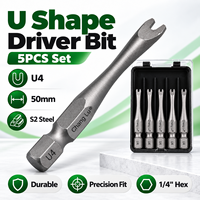 5 embouts de tournevis en U à double tête de 50 mm en acier S2, embouts de sécurité de précision à tige hexagonale de 1/4 pouce pour fixations