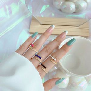 Dylam Colorful <b>Stacking</b> <b>Rings</b> for Women Cute 18K Gold Plated Cubic Zirconia Vintage Enamel Stackable Finger Bands for Girls - Product Image 4