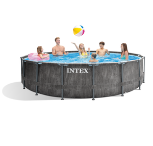 NUEVO INTEX 26742 15ft X 48in Greywood Marco de acero al aire libre sobre el suelo Juego de <span class=keywords><strong>piscina</strong></span> con cubierta Bomba de escalera - Product Image 2