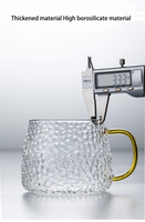 Tasse en verre à motif de marteau Simple de Style japonais, thé de ménage avec poignée, jus chauffant, tasse de fabrication de thé en verre de cristal