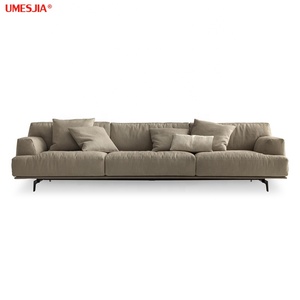 Sofá Tribeca Luxuoso em Tecido Cinza Italiano com Plumas, Sofá Moderno para Sala de Estar, Conjunto de Sofá Seccional de Canto Luxuoso com Pernas de Metal - Product Image 1