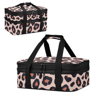 Bolsa Térmica para Alimentos de Doble Capa con Diseño de Leopardo Personalizado OEM, Bolsa para Transportar Pizza y Ollas Dobles, Ideal para Picnic - Product Image 1