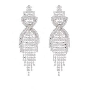 Boucles d'oreilles pendantes en cristal argenté TopGems, forme goutte d'eau, longues franges, zircon scintillant, cadeaux pour femmes - Product Image 1