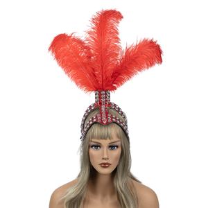 Pièces de cheveux personnalisées en plumes d'autruche pour fêtes à thème, enterrement de vie de jeune fille, mariages et festivals – Bijoux de cheveux élégants avec strass - Product Image 4