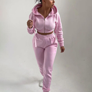 Ensemble de survêtement pour femmes avec impression personnalisée sur écran, deux pièces, sweat-shirt court et pantalon de survêtement de haute qualité, ensemble de jogging pour femmes - Product Image 2