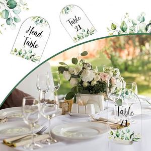 Reception Greenery Floral Arched Place <b>Cards</b> Printed 4 *6 Inch Clear Acrylic Signs Wedding <b>Table</b> <b>Numbers</b> Sets - Product Image 3